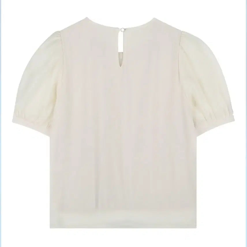 [BUNJANG] Zurutti Sheer Round Blouse - Ivory / 새상품] 주르티 시스루 라운드 블라우스 반팔 / 아이보리