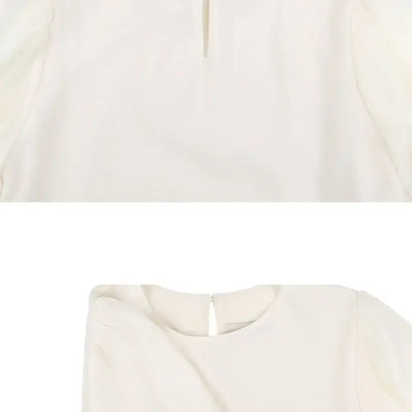 [BUNJANG] Zurutti Sheer Round Blouse - Ivory / 새상품] 주르티 시스루 라운드 블라우스 반팔 / 아이보리