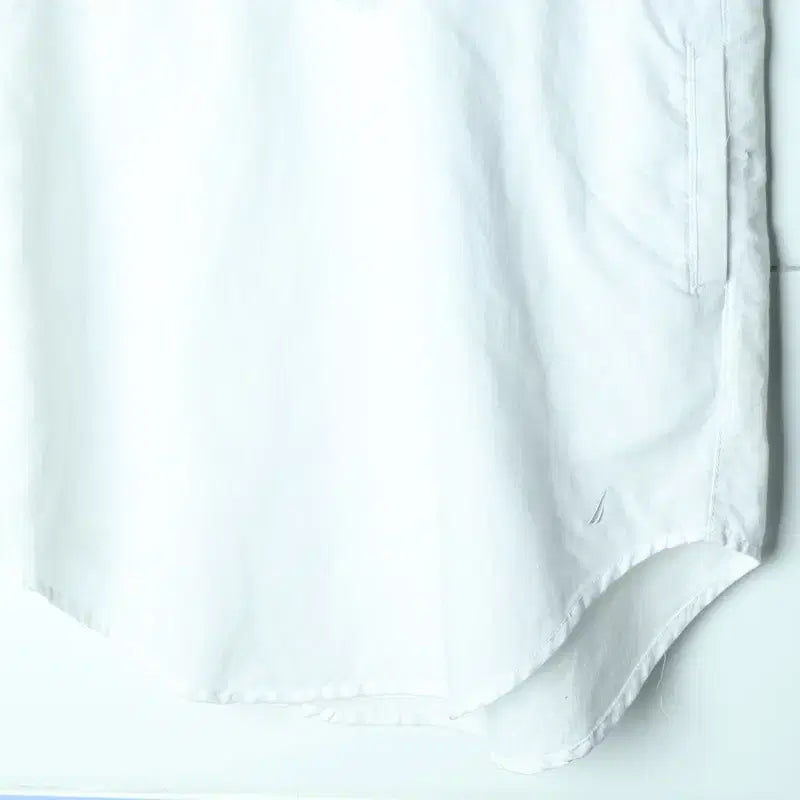 [BUNJANG] W(F) Nautica Linen Shirt - White Solid - 175FF / W(F) 노티카 셔츠 남방 롱 린넨 화이트 솔리드-175FF