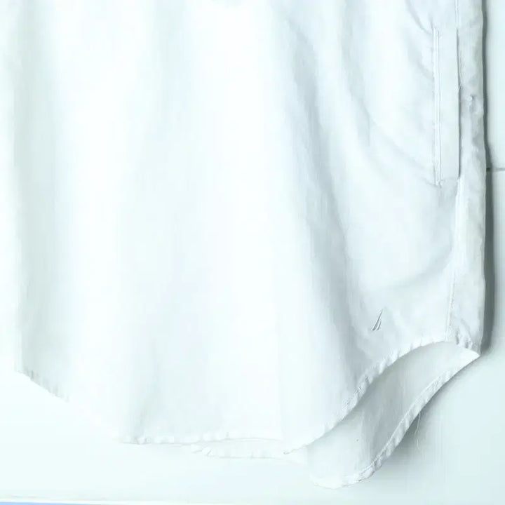 [BUNJANG] W(F) Nautica Linen Shirt - White Solid - 175FF / W(F) 노티카 셔츠 남방 롱 린넨 화이트 솔리드-175FF