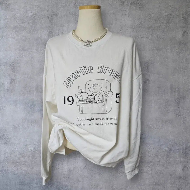 [BUNJANG] Charlie Brown White Oversized Sweatshirt / 찰리 브라운 맨투맨
