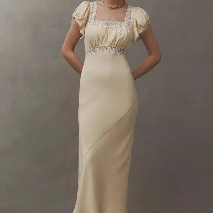 [BUNJANG] Reformation Clarisse Silk Dress / 리포메이션 Clarisse 실크드레스 레이스셔링실크롱원피스셀프웨딩