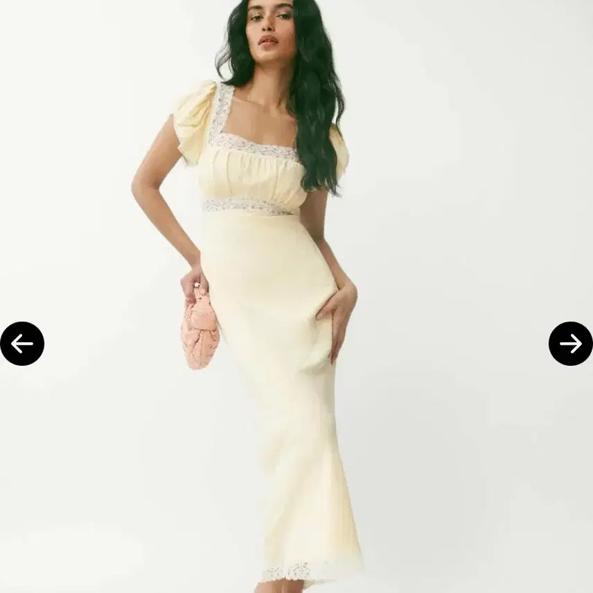 [BUNJANG] Reformation Clarisse Silk Dress / 리포메이션 Clarisse 실크드레스 레이스셔링실크롱원피스셀프웨딩