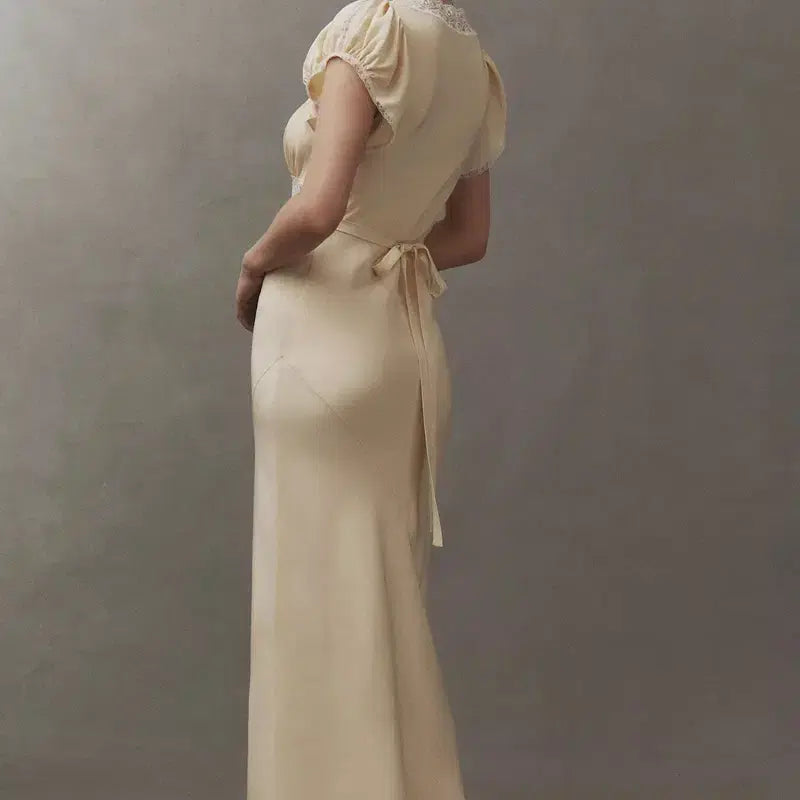 [BUNJANG] Reformation Clarisse Silk Dress / 리포메이션 Clarisse 실크드레스 레이스셔링실크롱원피스셀프웨딩