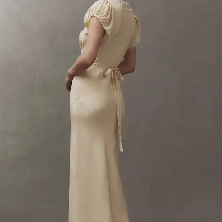 [BUNJANG] Reformation Clarisse Silk Dress / 리포메이션 Clarisse 실크드레스 레이스셔링실크롱원피스셀프웨딩