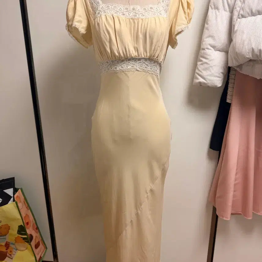 [BUNJANG] Reformation Clarisse Silk Dress / 리포메이션 Clarisse 실크드레스 레이스셔링실크롱원피스셀프웨딩