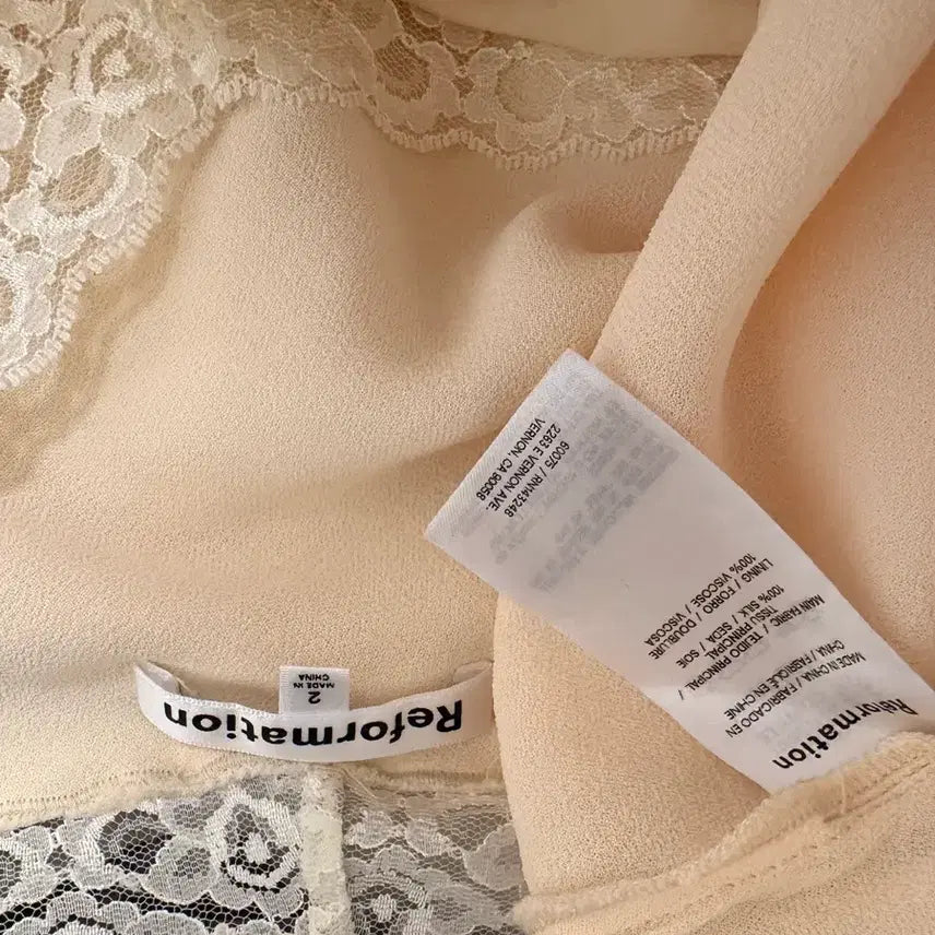 [BUNJANG] Reformation Clarisse Silk Dress / 리포메이션 Clarisse 실크드레스 레이스셔링실크롱원피스셀프웨딩