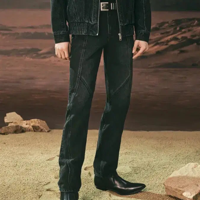 [BUNJANG] Piece Worker Black Denim Straight Fit Jeans / 피스워커 블랙 데님 뉴 스트레이트 핏