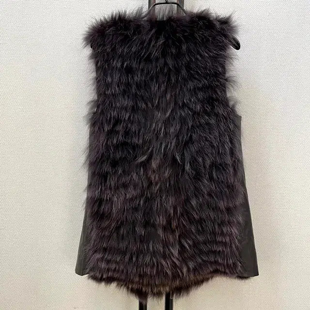 [BUNJANG] Klever By Jindo Dark Gray Coyote Fur Vest / Klever By Jindo 진도 끌레베 다크그레이 코요테 모피 조끼