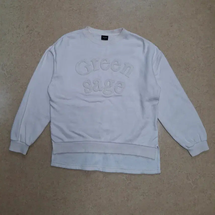 [BUNJANG] Polham Green Sage Embroidered Sweatshirt / 폴햄 화이트 그린세이지 자수 맨투맨티