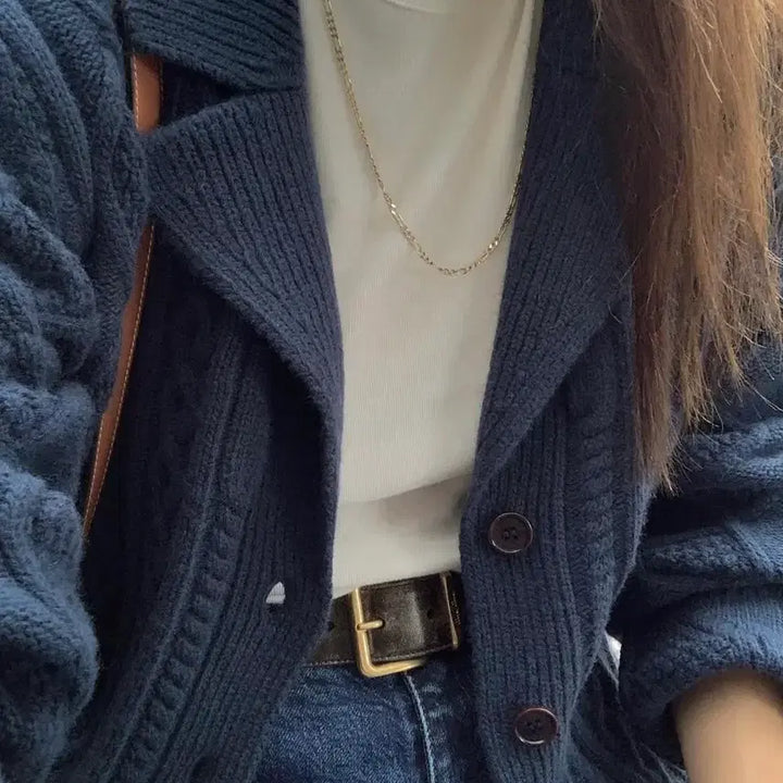 [BUNJANG] GED Wool Cable Knit Cardigan / GED 게드 울 케이블 가디건