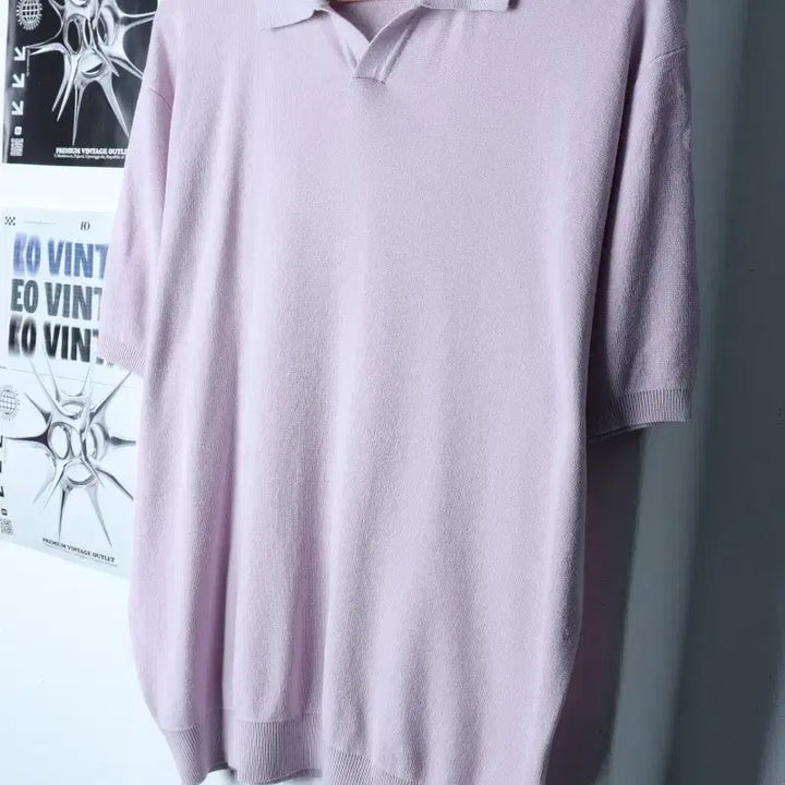 [BUNJANG] KIMUE Oversized V-Neck T-Shirt / (XL-2XL) 키뮤어 반팔 카라 티셔츠 브이넥 연보라-17674