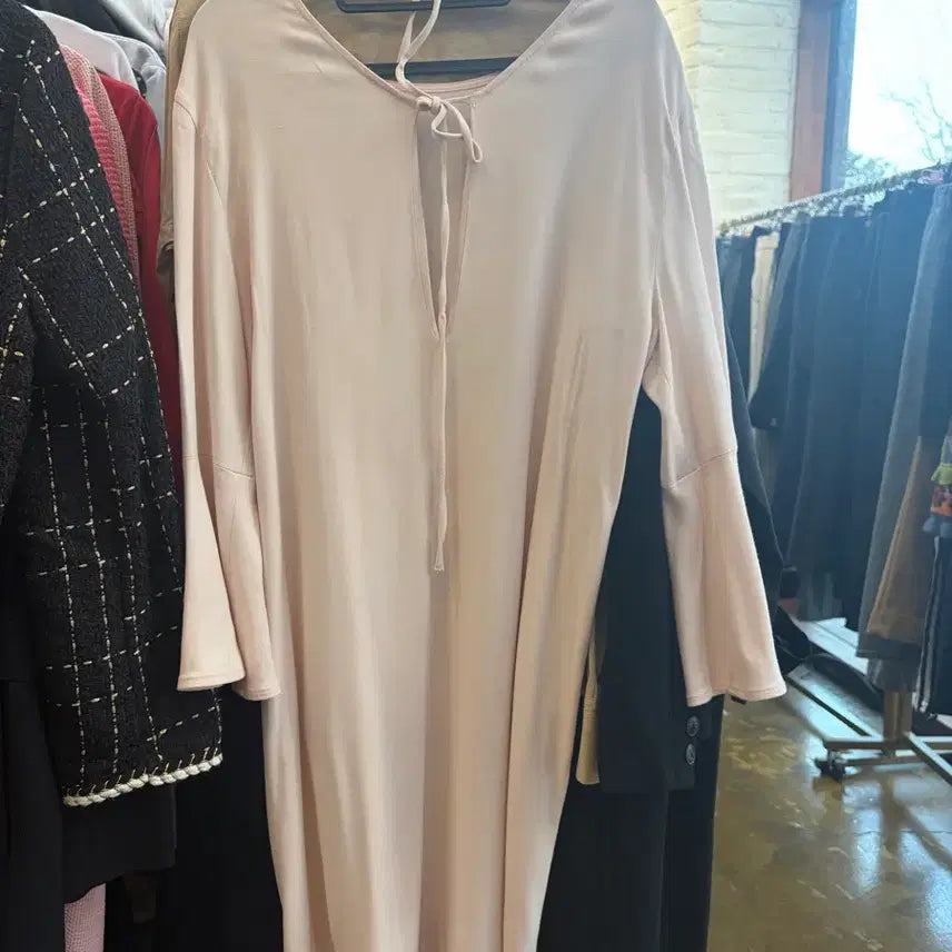 [BUNJANG] Sandro Pale Pink Midi Dress / 산드로 연핑크 원피스