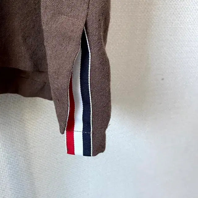 [BUNJANG] Linen Dress with Brown Tape Detail / 브라운 테잎 장식 린넨 원피스