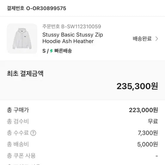 [BUNJANG] Stussy Hoodie Zip-up / 스투시 후드집업 s 마지막 가격입니다