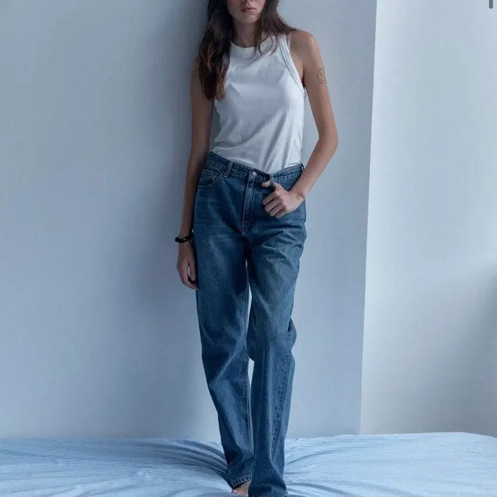 [BUNJANG] Low Classic Slim Straight Denim Jeans / 로우클래식 슬림 스트레이트 데님 블루 s