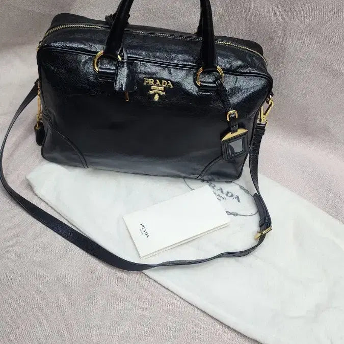 [BUNJANG] Prada Black Leather Tote Bag Shoulder Bag / 프라다 블랙 레더 토트백 숄더백
