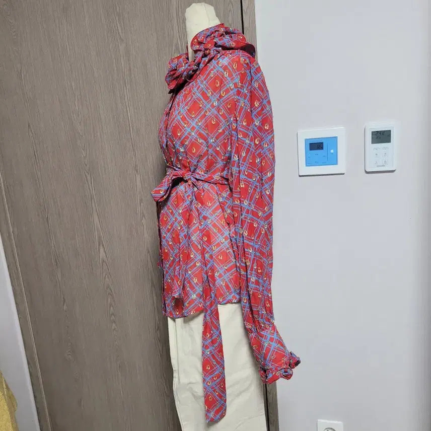 [BUNJANG] Marc Jacobs Runway Red Check Frill Blouse L / 상태굿 런웨이 마크제이콥스  화려한 블라우스 L