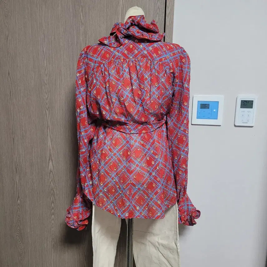 [BUNJANG] Marc Jacobs Runway Red Check Frill Blouse L / 상태굿 런웨이 마크제이콥스  화려한 블라우스 L