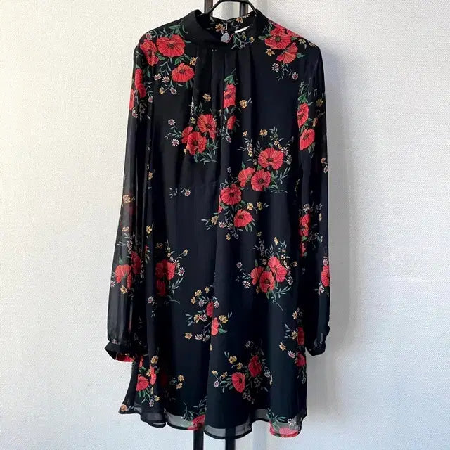 [BUNJANG] FOREVER21 Black Poppy Chiffon Dress / FOREVER21 포레버21 블랙 양귀비 쉬폰 원피스