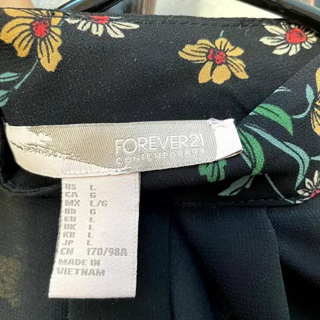 [BUNJANG] FOREVER21 Black Poppy Chiffon Dress / FOREVER21 포레버21 블랙 양귀비 쉬폰 원피스