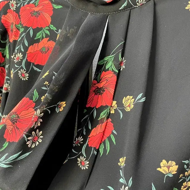 [BUNJANG] FOREVER21 Black Poppy Chiffon Dress / FOREVER21 포레버21 블랙 양귀비 쉬폰 원피스