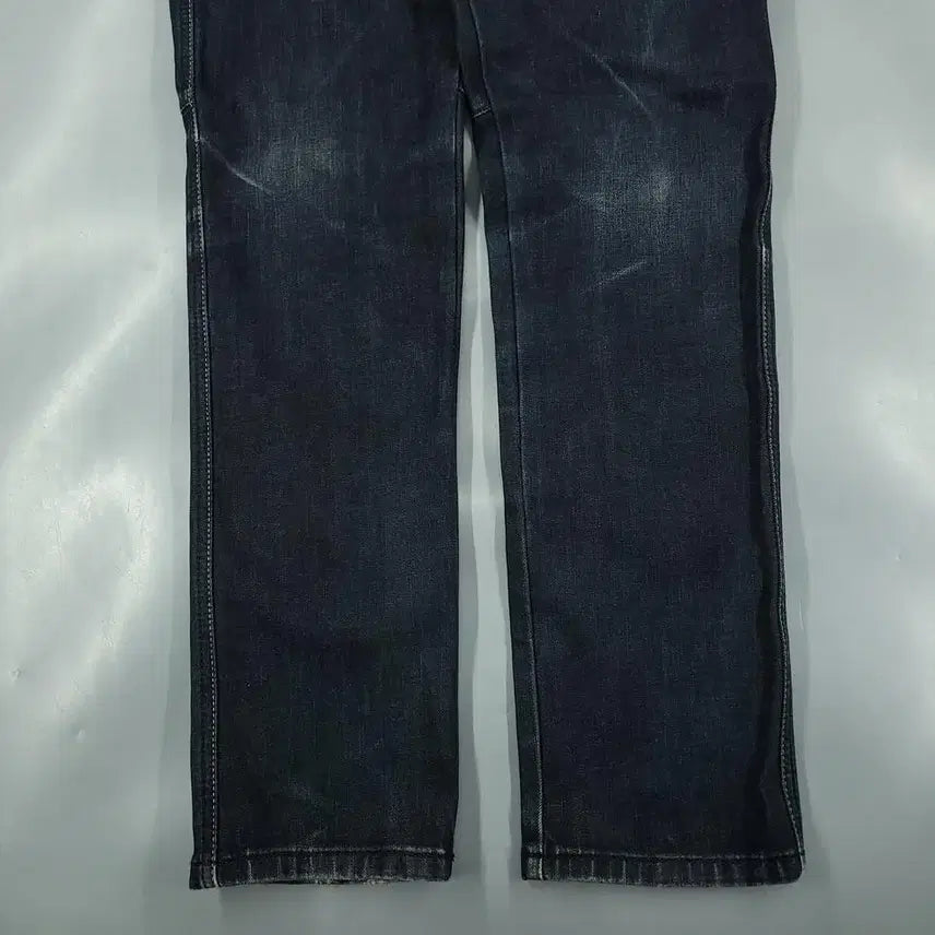 [BUNJANG] EVISU Checkered Wash Jeans / 에비수 진청워싱 체커보드 힐스 절개 글리터 배기핏 Y2K 청바지 데님팬츠
