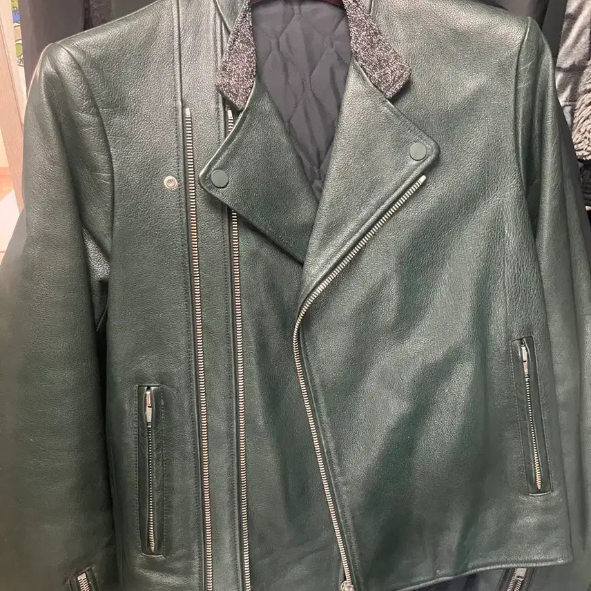 [BUNJANG] Balenciaga Dark Green Leather Jacket / 발렌시아가 가죽자켓