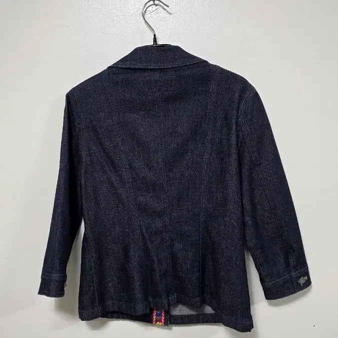 [BUNJANG] GIVY Denim Jacket Floral Embroidery 3/4 Sleeve / GIVY 데님 자켓 꽃 자수 칠부 소매.260306