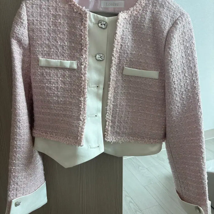 [BUNJANG] Pink Jewel Tweed Jacket / 원래가격 10만원대 핑크 보석 트위터자켓