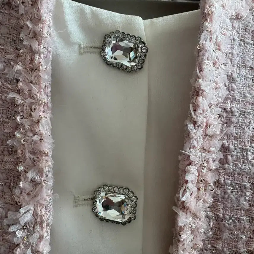 [BUNJANG] Pink Jewel Tweed Jacket / 원래가격 10만원대 핑크 보석 트위터자켓