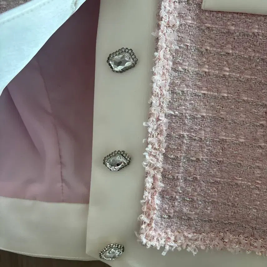 [BUNJANG] Pink Jewel Tweed Jacket / 원래가격 10만원대 핑크 보석 트위터자켓