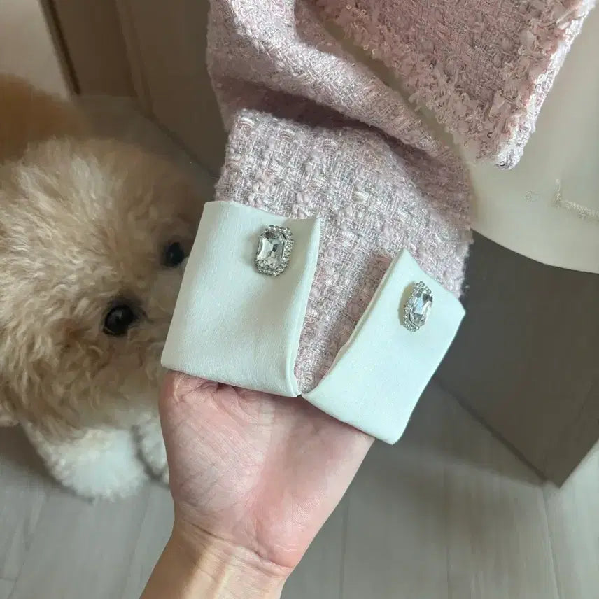 [BUNJANG] Pink Jewel Tweed Jacket / 원래가격 10만원대 핑크 보석 트위터자켓