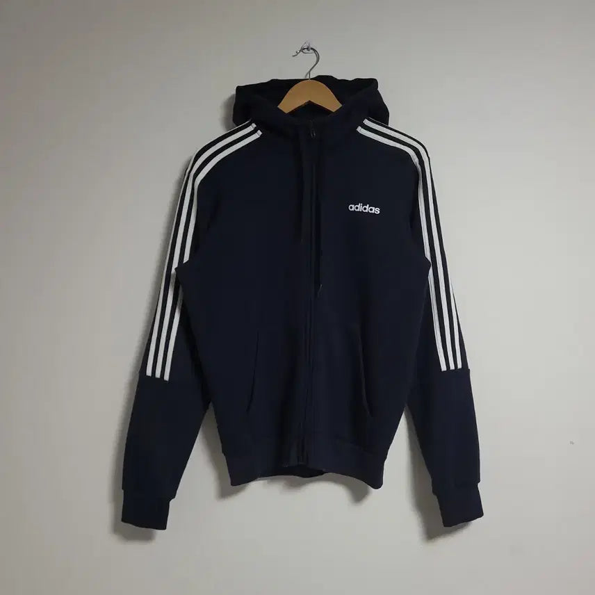 [BUNJANG] Adidas Navy Three-Stripe Hoodie Zip-up / (XL) ADIDAS 아디다스 삼선 네이비 후드집업 기모