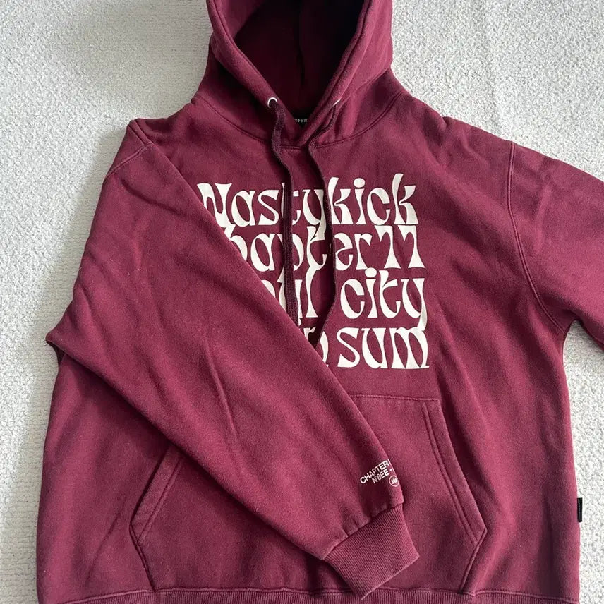 [BUNJANG] Nasty Kick Burgundy Hoodie (M) / [M] 네스티킥 버건디 후드티