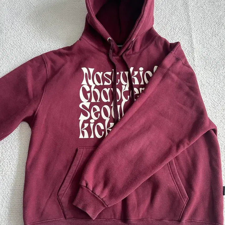 [BUNJANG] Nasty Kick Burgundy Hoodie (M) / [M] 네스티킥 버건디 후드티