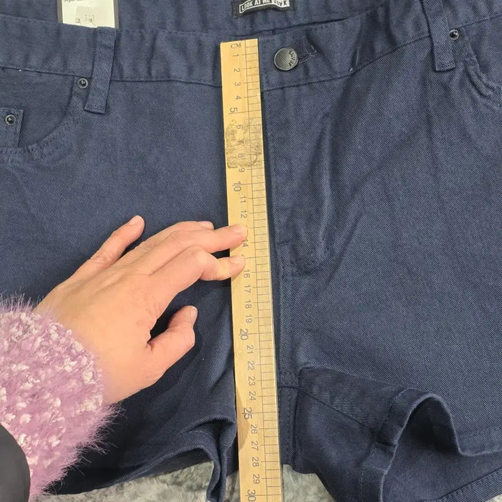 [BUNJANG] LookAtMe Denim Shorts Navy 36" (New) / 여성 빅사이즈  데님 반바지 네이비 36"  (새상품)
