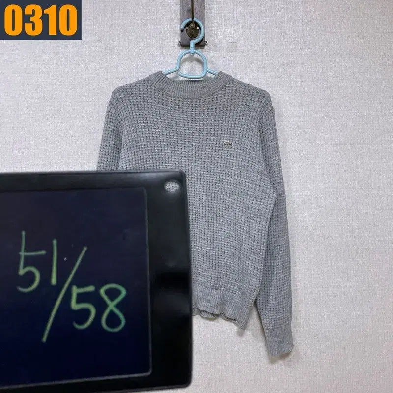 [BUNJANG] LACOSTE Waffle Knit T-shirt / LACOSTE 라코스테 라운드 와플 니트 티셔츠