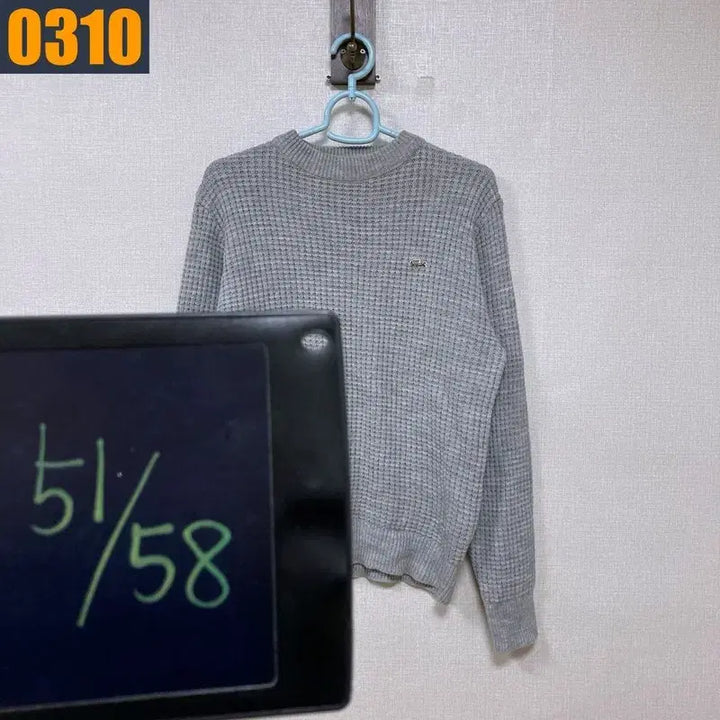 [BUNJANG] LACOSTE Waffle Knit T-shirt / LACOSTE 라코스테 라운드 와플 니트 티셔츠