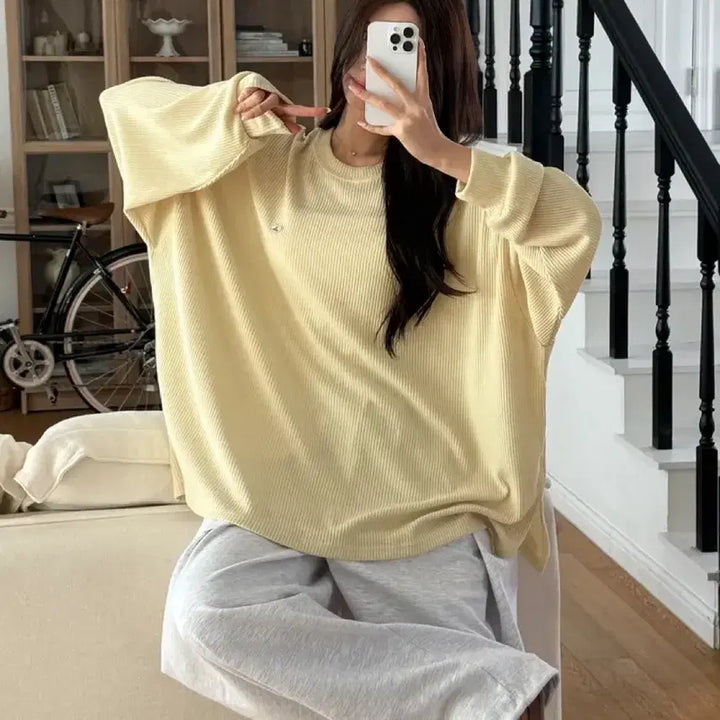 [BUNJANG] Avely Oversized Long Sleeve T-Shirt / 에이블리 빅사이즈 긴팔티