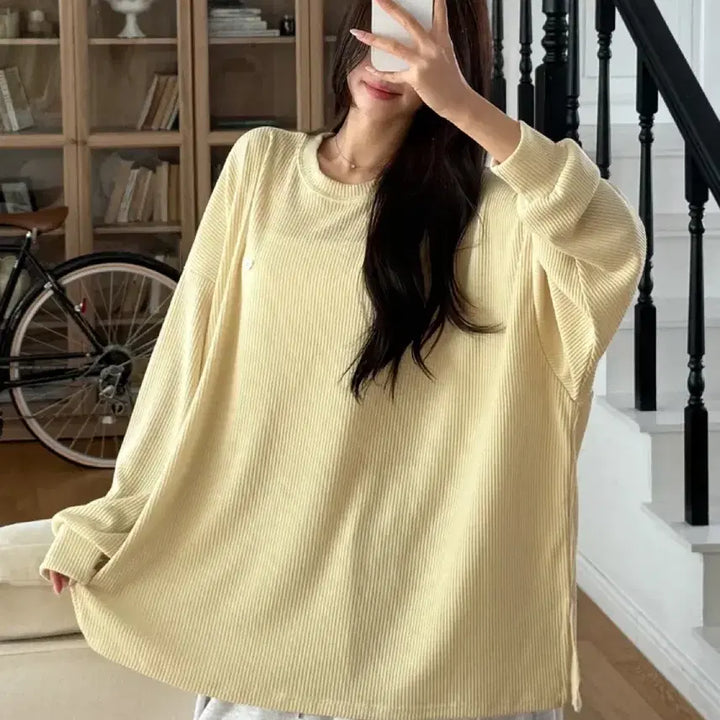 [BUNJANG] Avely Oversized Long Sleeve T-Shirt / 에이블리 빅사이즈 긴팔티