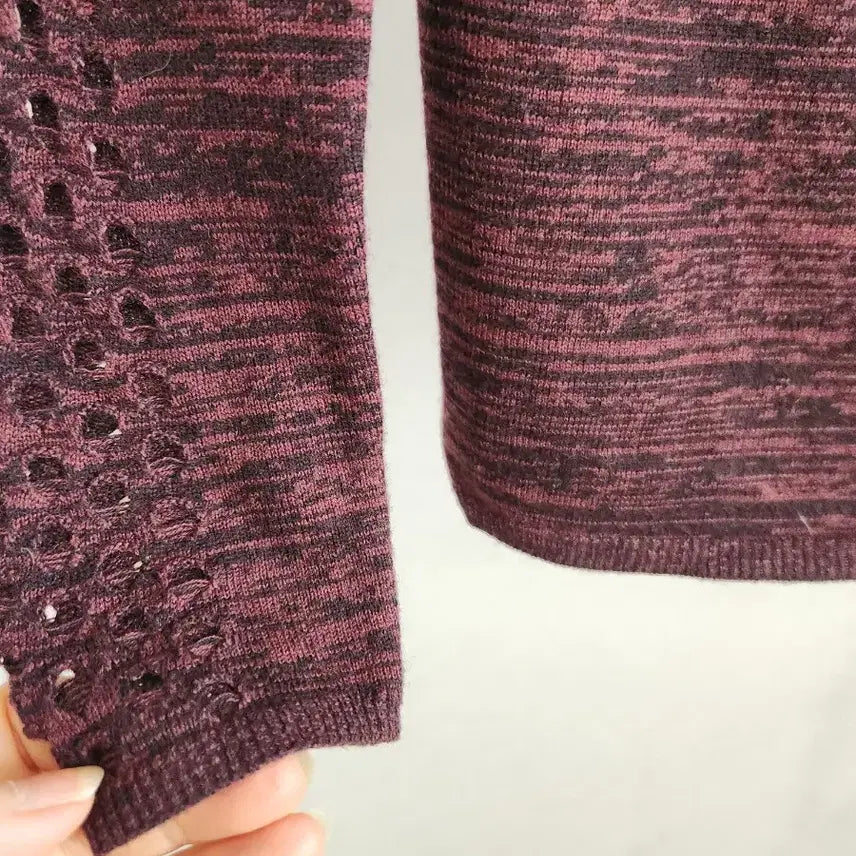 [BUNJANG] Maje Burgundy Punching Knit Top / 마쥬 버건디 펀칭 니트