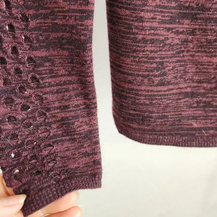[BUNJANG] Maje Burgundy Punching Knit Top / 마쥬 버건디 펀칭 니트