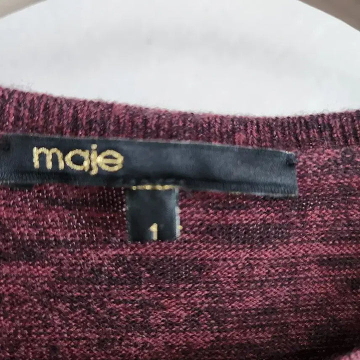 [BUNJANG] Maje Burgundy Punching Knit Top / 마쥬 버건디 펀칭 니트