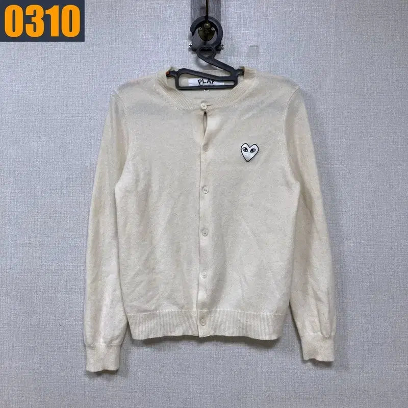 [BUNJANG] Comme des Garcons White U-Neck Cardigan / 95 꼼데가르송 화이트 유넥 가디건