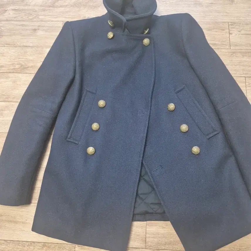 [BUNJANG] Balmain Design Navy Double-Breasted Coat / 발망 디자인 네이비색 더블 브레스트 코트
