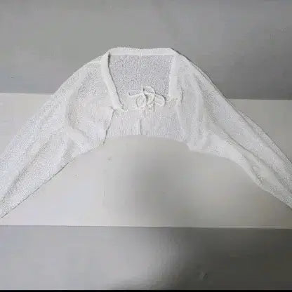 [BUNJANG] White Short Knit Cardigan Bolero / 새상품 화이트 숏 니트 볼레로 가디건 여리핏 여성가디건