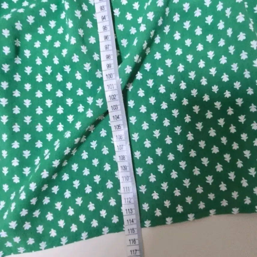 [SOLD OUT] 여성의류 그린 플라워 롱 원피스 도트 반팔 롱 원피스