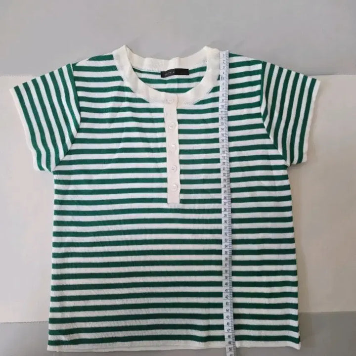 [SOLD OUT] 여성옷 그린 스트라이프 반팔 니트