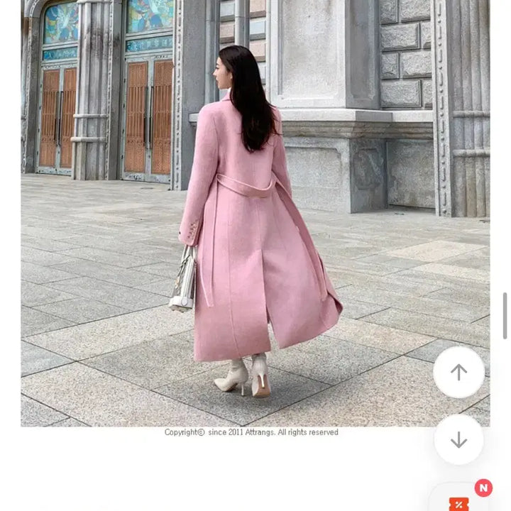[BUNJANG] Angora Wool Double Handmade Pink Long Coat / 울앙고라 더블 핸드메이드 핑크 롱코트